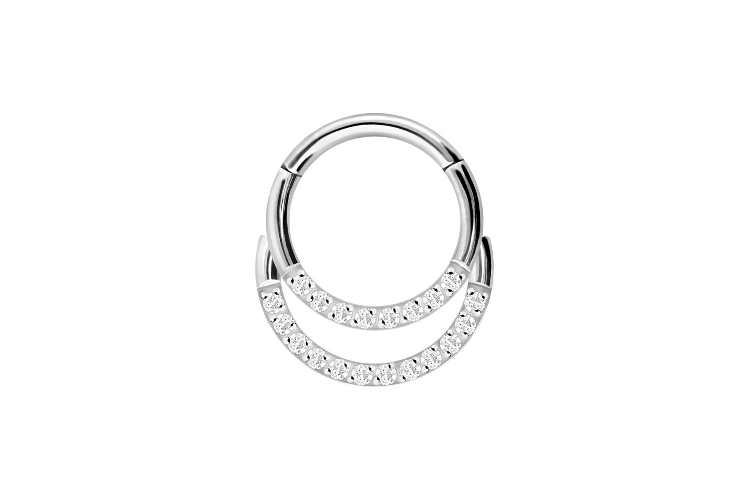 Chirurgenstahl Segmentring Clicker Piercing 2 RINGE + EINGEFASSTE KRISTALLE